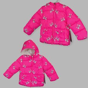 Pink Platinum Pink Ribbon Puffer  Hooded  Coat Jacket Baby Girl 12M NEW